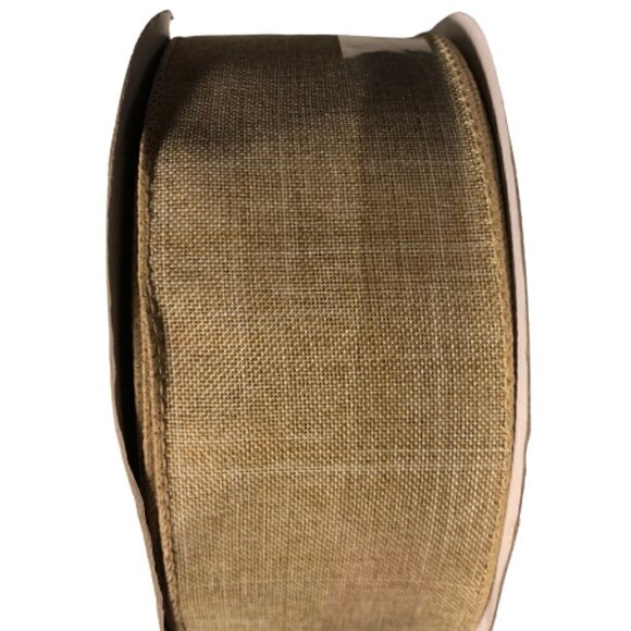 🛒 $9 2.5" x 75 ft Wired Jumbo Craft Ribbon - Tan #3609-1 - Picture 1 of 3